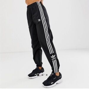 Adidas Originals Black Joggers with White Stripes
